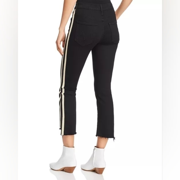 Mother Insider Striped Crop Step-Hem Fray Jeans in Guilty Racer Size 27 - Picture 11 of 12